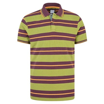 Olive Stripe Pique Polo Shirt