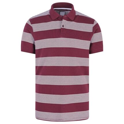 Maroon Stripe Pique Polo Shirt