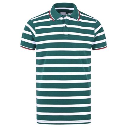 ritish Green Stripe Pique Polo Shirt